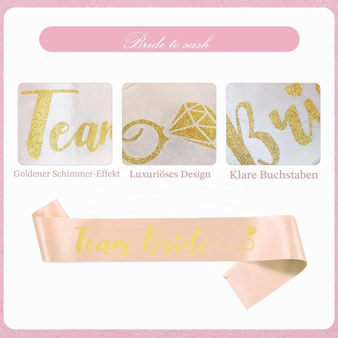 Hen Party Dekorationen Anzug Brautschleier mit Stirnband Sash Brautsdusche Zubehör Brautjungfern Gef