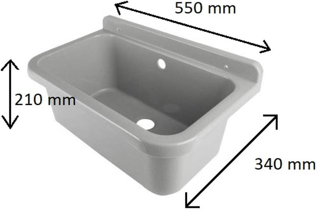 Waschbecken Ausgussbecken 55 cm x 34 cm x 21 cm Spülbecken Waschtrog mit Überlauf Waschbecken für Ge