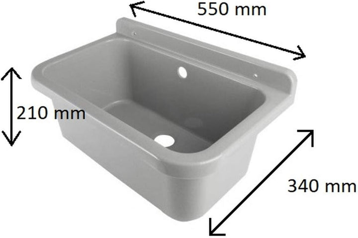 Waschbecken Ausgussbecken mit Armatur 55 cm x 34 cm x 21 cm Spülbecken Waschtrog mit Überlauf Waschb