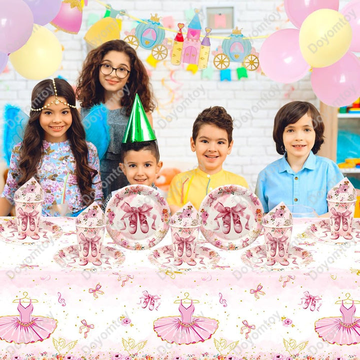 Ballerina Partygeschirr,Doyomtoy Ballerina Geburtstag Deko Baby Geburtstag Mädchen Tassen Servietten