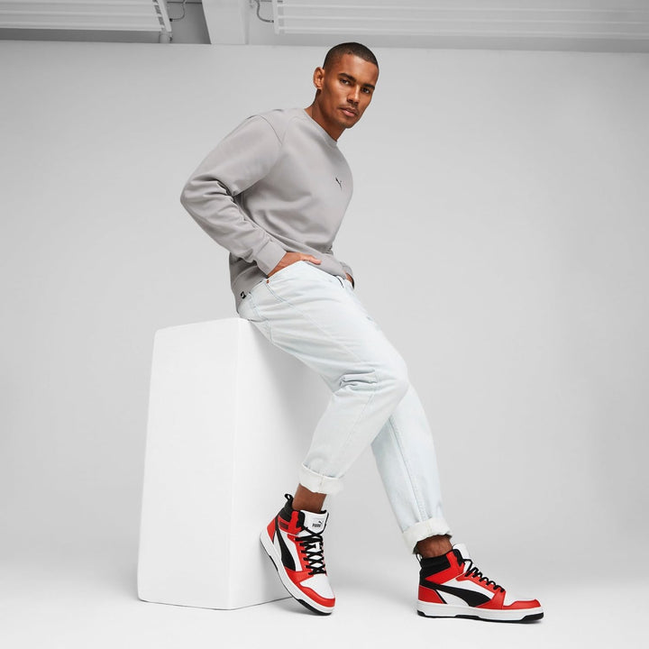 PUMA Unisex Rebound V6 Sneaker 43 EU Puma White Puma Black For All Time Red, 43 EU Puma White Puma B