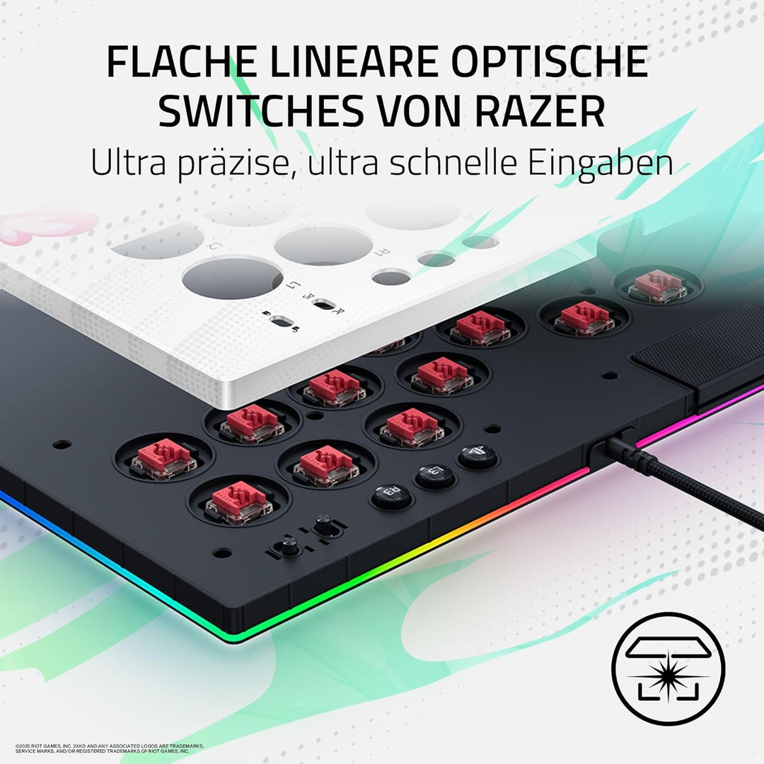 Razer Kitsune 2XKO Edition - Optischer All-Button-Arcade-Controller für PS5 und PC - Layout mit 4 pr