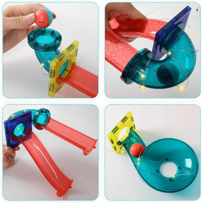 Jirmerp Magnetische Bausteine,166 Pcs 3D Magnet Konstruktion Bauen Blöcke Montessori Spielzeug Magne