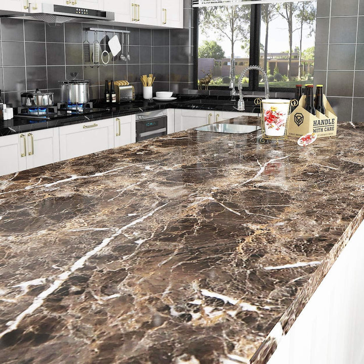 Livelynine 5M X 60 CM Breit Möbelfolie Marmor Klebefolie Küche Arbeitsplatte Folie Für Tisch Möbel S
