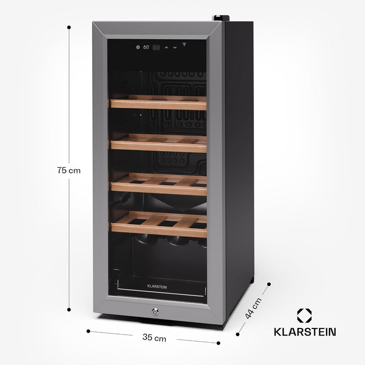 Klarstein Weinkühlschrank,1 Zone Getränkekühlschrank, Leiser Indoor/Outdoor Kühlschrank, 50 Liter Fl