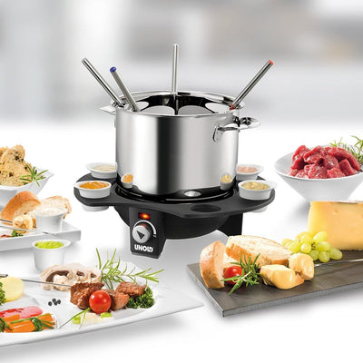 UNOLD Fondue-Elegance, Fondue-Set, Wechseltopf (Edelstahl/Keramik), Zubehör, für 8 Personen, 48645