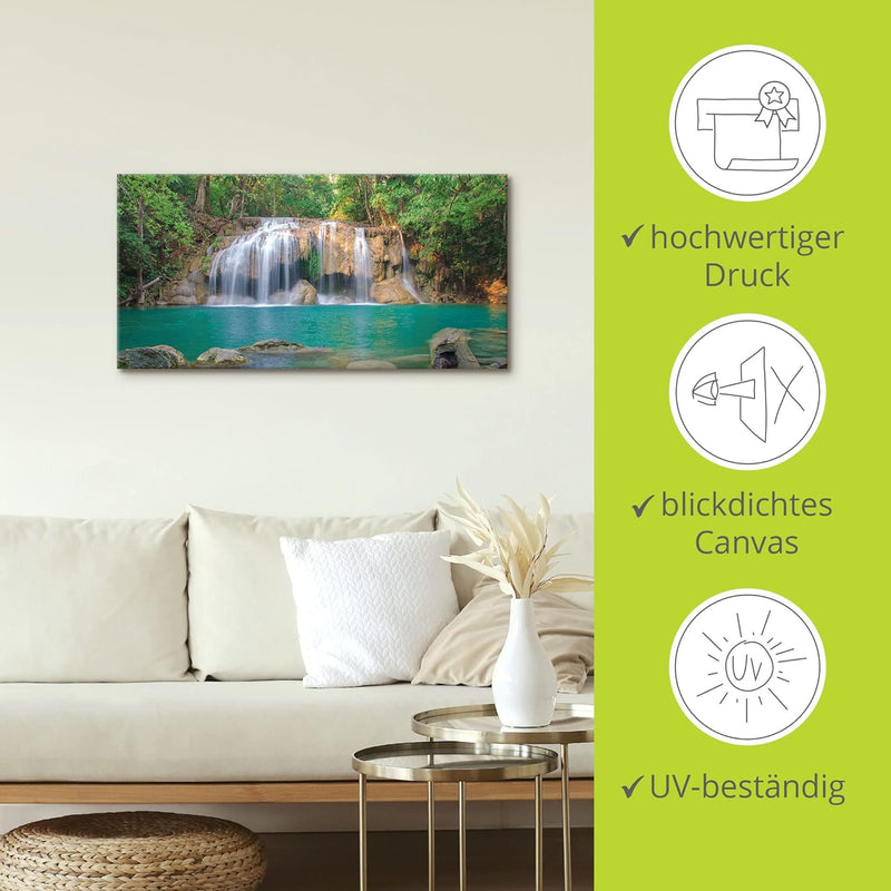 Artland Leinwandbild Wandbild Bild auf Leinwand 100x50 cm Wanddeko Dschungel Urwald Fluss Thailand L