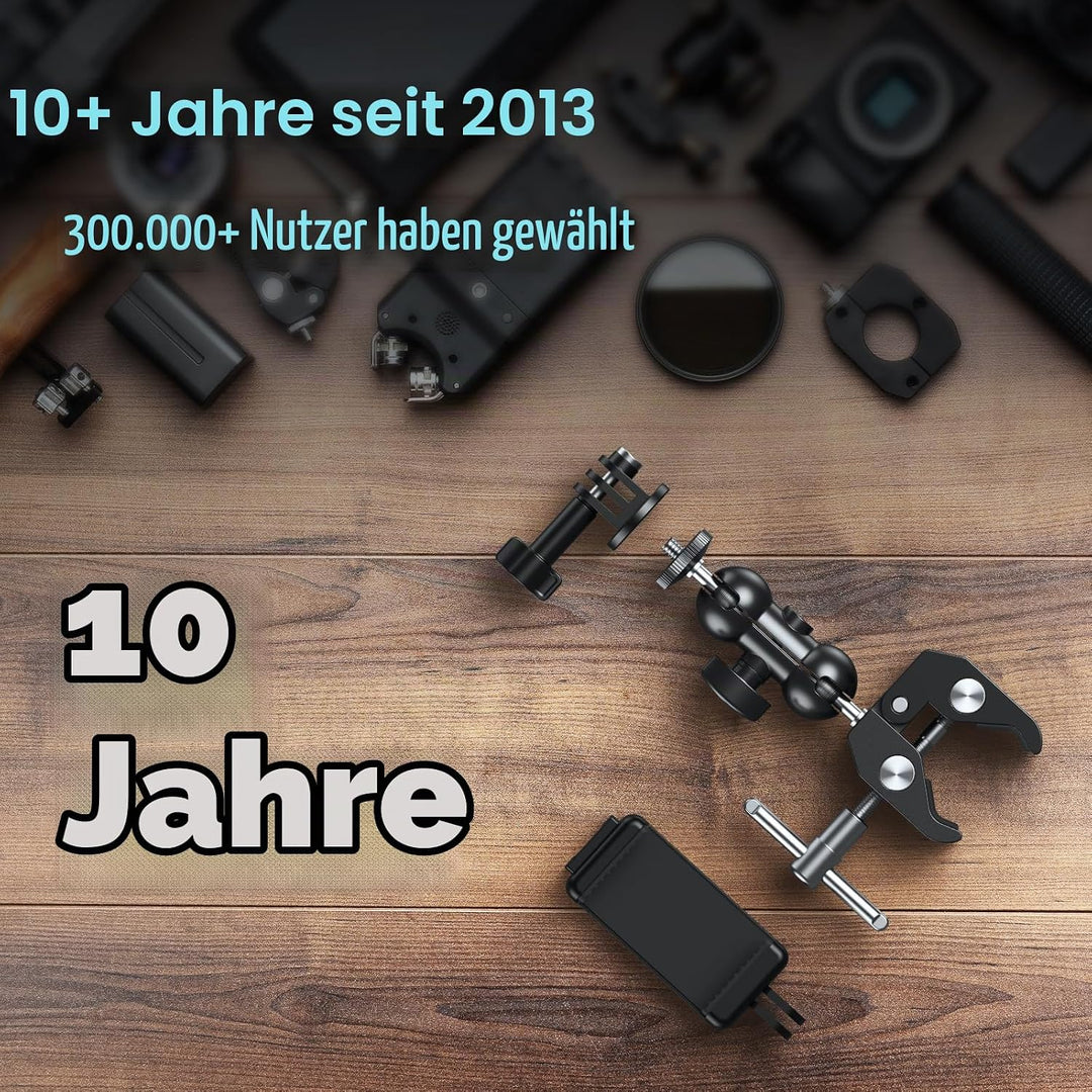SMALLRIG Upgrade Mini Magic Arm, Kleiner Kugelkopf-Zauberarm mit Klemme, Super Klemme mit rutschfest
