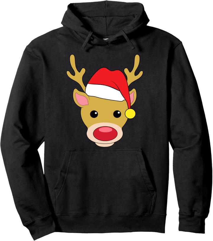 Weihnachten Rudolph Rentier mit Weihnachtsmütze Pullover Hoodie