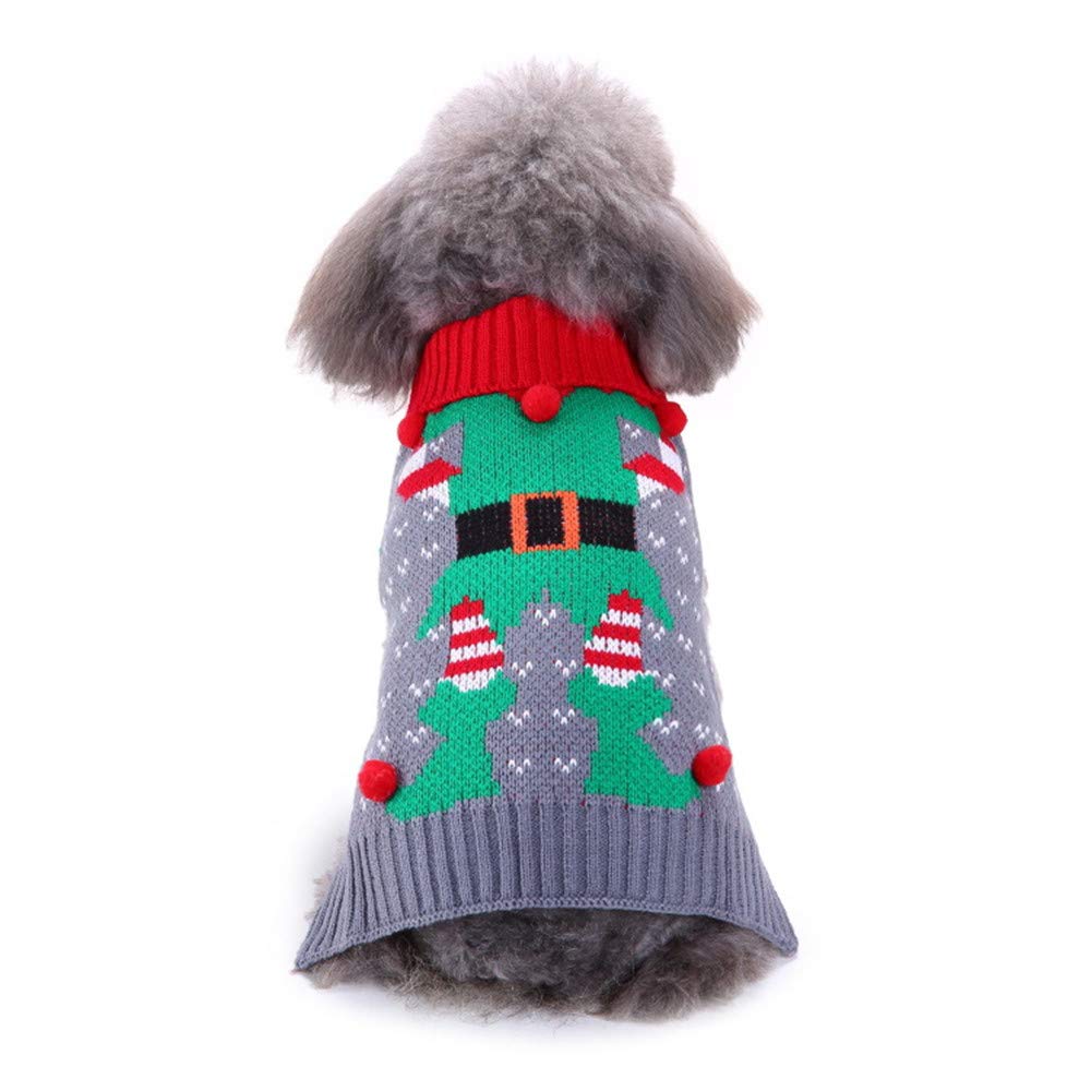 WANGLAI Weihnachtspullover für Haustiere, Hunde, Katzen, Winterkleidung XXL Grau grün, XXL Grau grün
