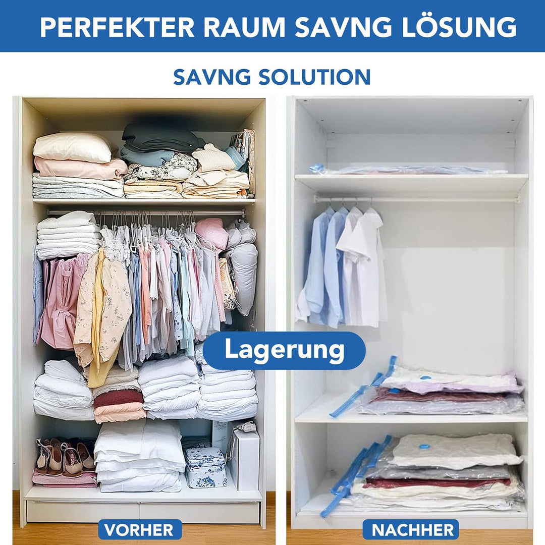 SKERITO Vakuumbeutel für kleidung 8 Jumbo, 100x80cm Aufbewahrungsbeutel, Reise Vakuum Wiederverwendb