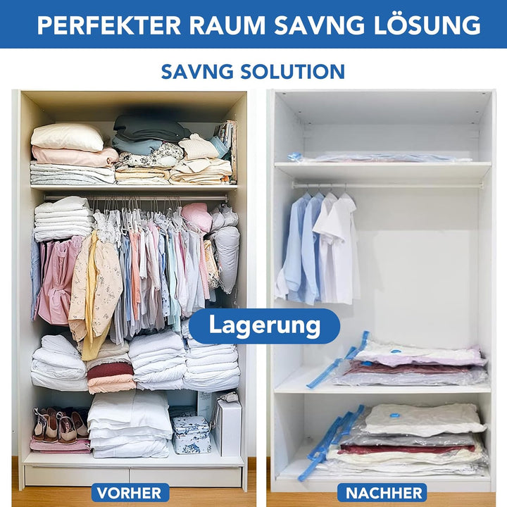 SKERITO Vakuumbeutel für kleidung 8 Jumbo, 100x80cm Aufbewahrungsbeutel, Reise Vakuum Wiederverwendb