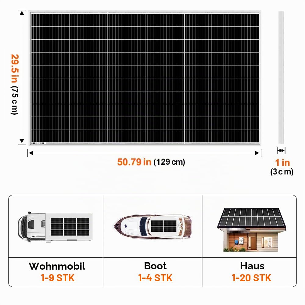 DOKIO 400W Solarpanel (2 * 200W) ideal für Wohnmobil, Camping, Balkon, 2