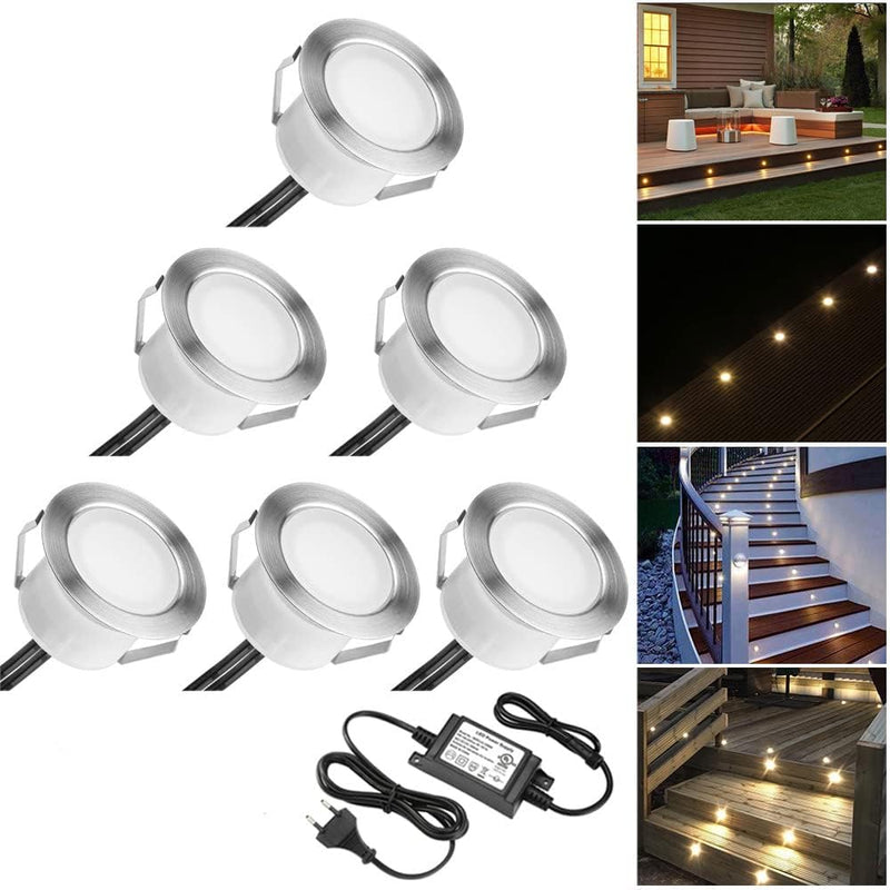 INDARUN 6er Set Warmweiss LED Bodeneinbauleuchten Aussen Ø45mm Terrasse Einbaustrahler IP67 Wasserdi