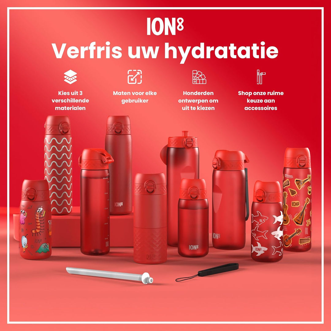 Ion8 1 Liter Edelstahl Trinkflasche, Auslaufsicher, Einhandöffnung, Sichere Verriegelung, Spülmaschi