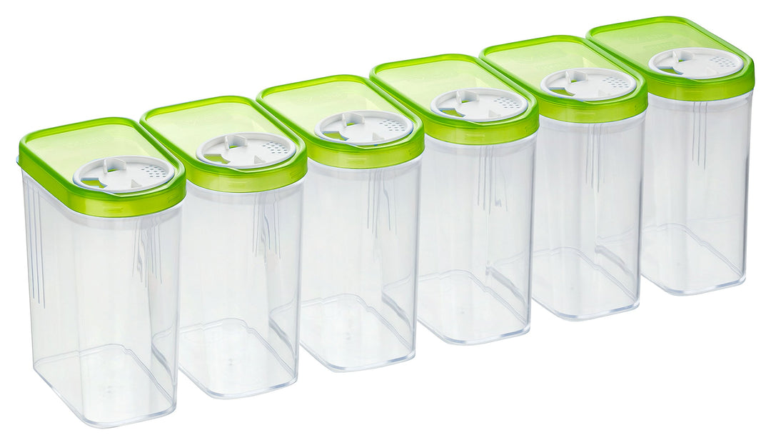 Schüttdosen 0,5L 6er Set Grün – Vorratsdosen mit Deckel luftdicht – Schüttdose für Gewürze & Lebensm