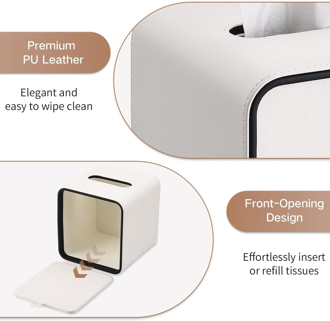 GORESE Taschentuchbox,Leder Quadratische Kosmetiktücherbox Papiertaschentuchhalter Taschentuchspende