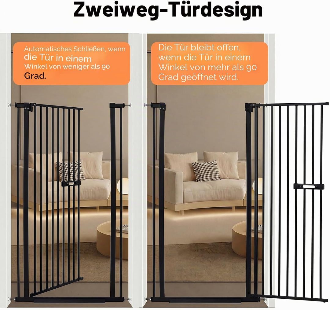 150CM Treppenschutzgitter hoch Absperrgitter Katze, Extra Hohes Katzengitter mit Automatisch Schlies