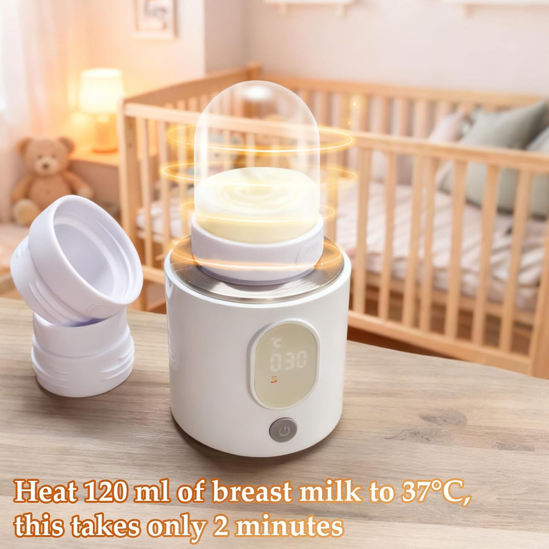 Flaschenwärmer Baby 4-in-1, Tragbarer Babykostwärmer mit Präzisionstemperatur (37°C) & 4 Modi, 360°