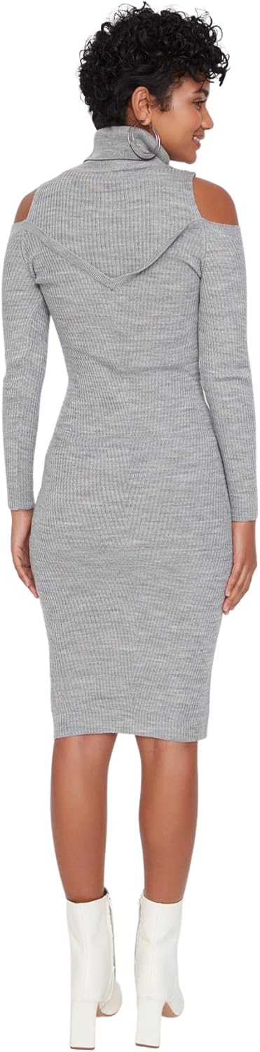 Trendyol Damen Basic Regular Fit Woven Dress Midi, Normale Passform, gewebtes Kleid S Gray, S Gray