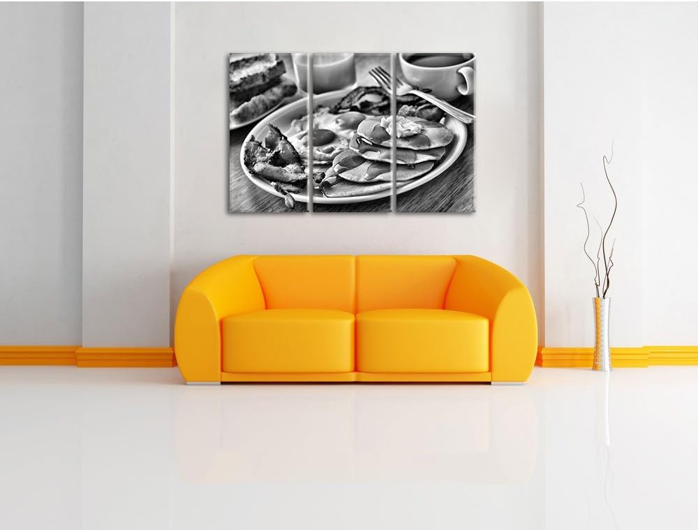 Pixxprint Frühstück als Leinwandbild | Grösse: 3 Teilig (120x80) | Wandbild| Kunstdruck | fertig bes