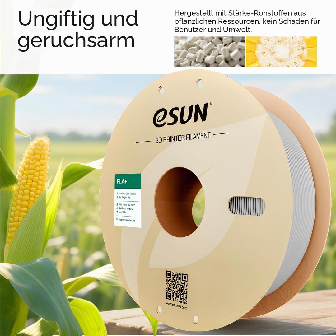 eSUN PLA+ Filament 1.75mm, 3D Drucker Filament PLA Plus, Massgenauigkeit +/- 0.03mm, 1kg Spule (2.2