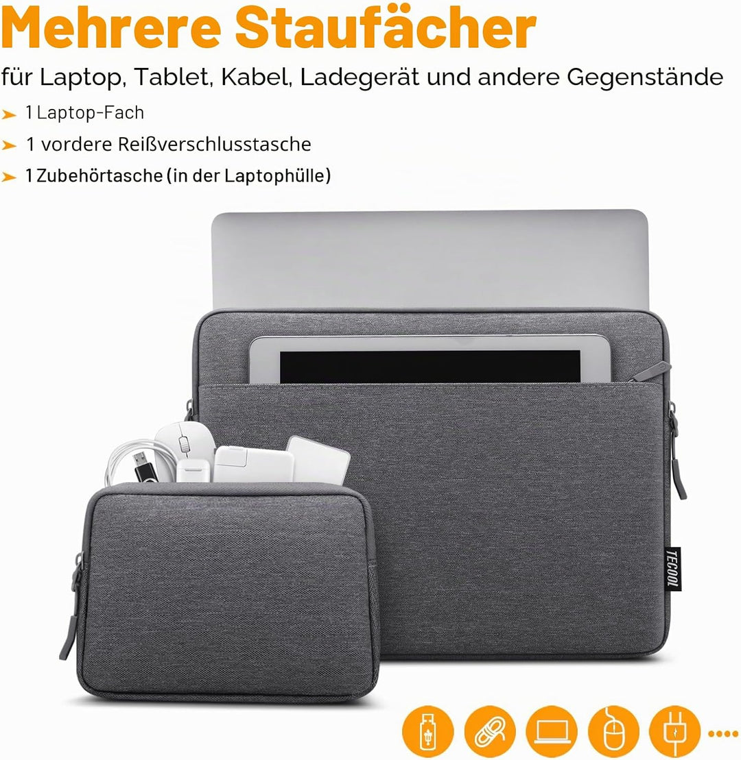 TECOOL 14 Zoll Laptoptasche Hülle für 14 Zoll Acer Asus Dell Lenovo Thinkpad Ideapad HP Notebook Chr