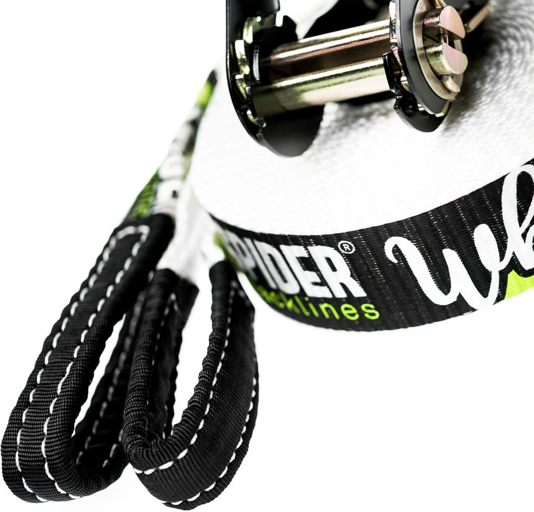 SPIDER SLACKLINE SKS01 - Slackline Kit White line - Workout und Gleichgewichtstraining, Walk &amp; Frees