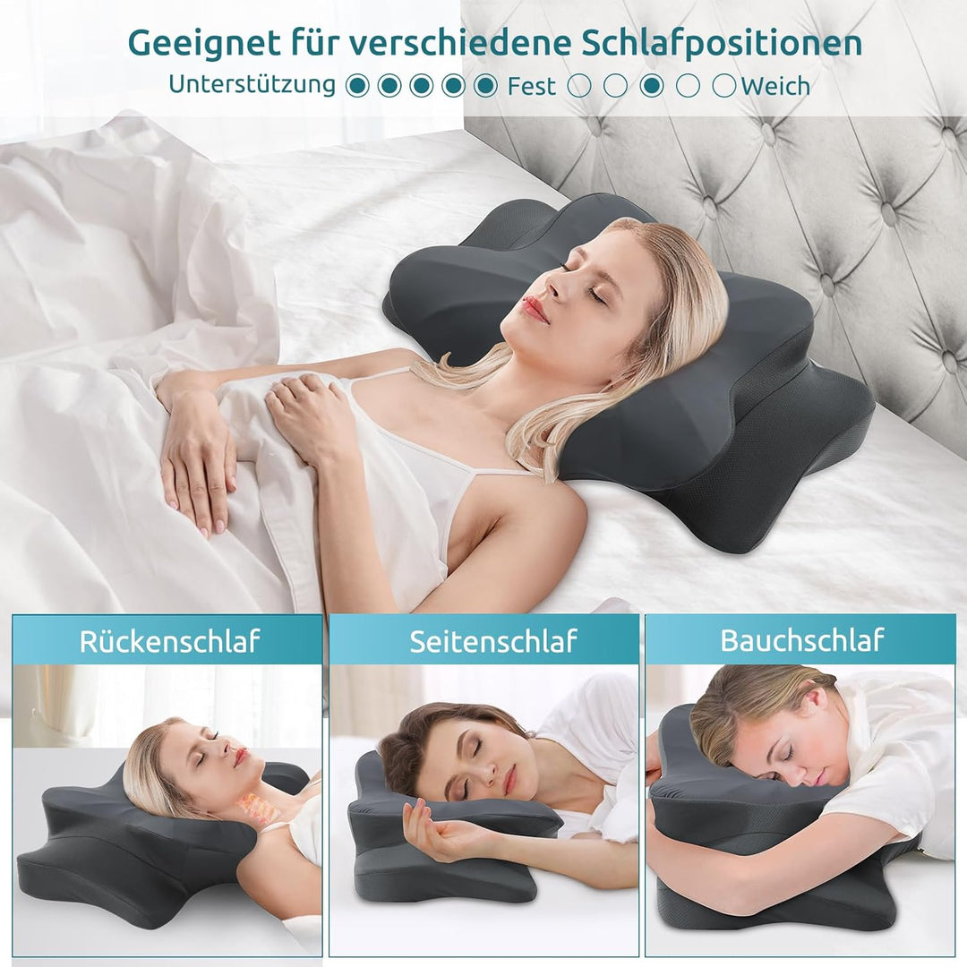 DONAMA Memory Foam Kissen ergonomisches Nackenkissen Kopfkissen Seitenschläferkissen für Seiten, Rüc