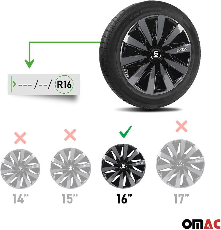 Sparco SPC1691BKGR Radzierblenden Lazio 16-Zoll Schwarz/Grau 16" Schwarz/Grau, 16" Schwarz/Grau