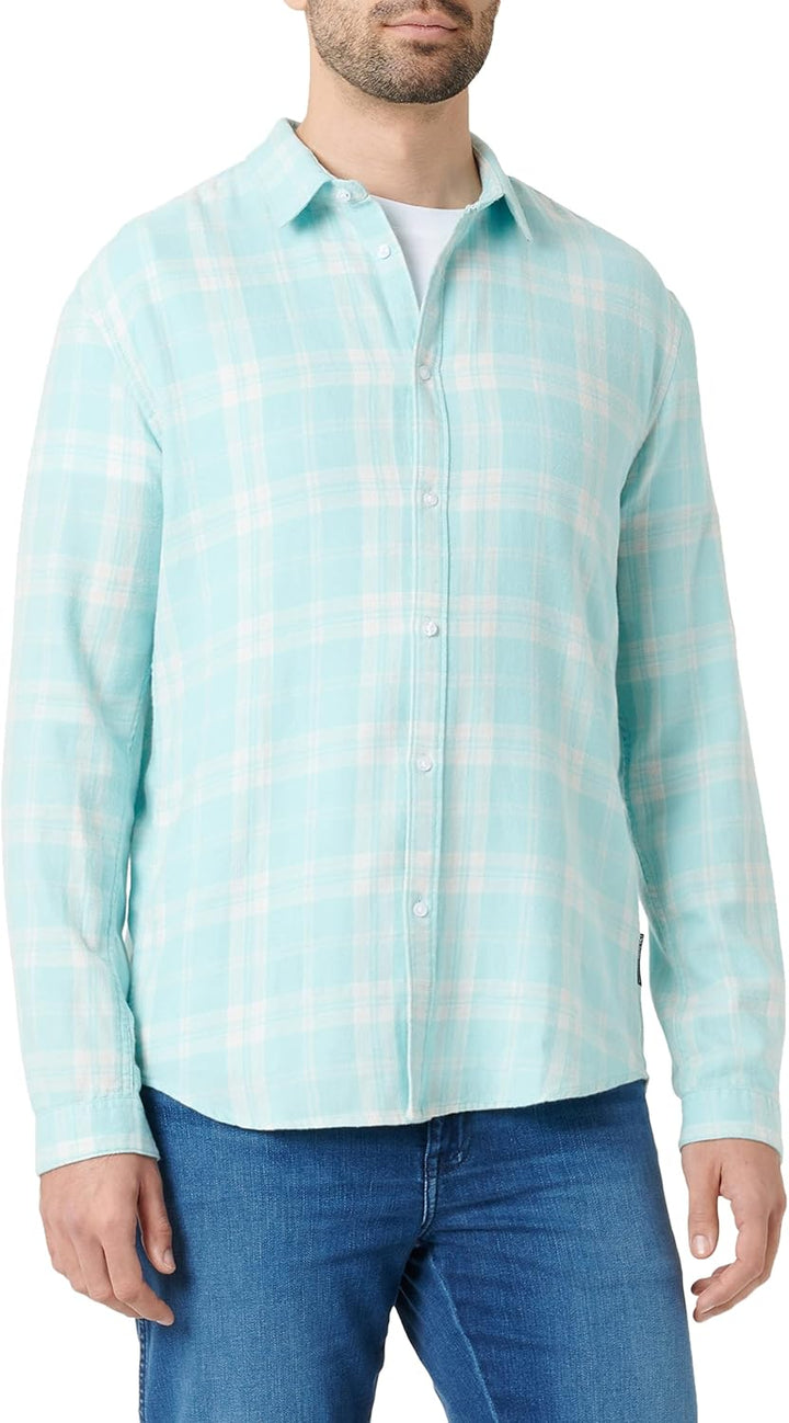 TOM TAILOR Denim Herren Hemd mit Karomuster S 30791 - Light Dusty Blue White Check, S 30791 - Light