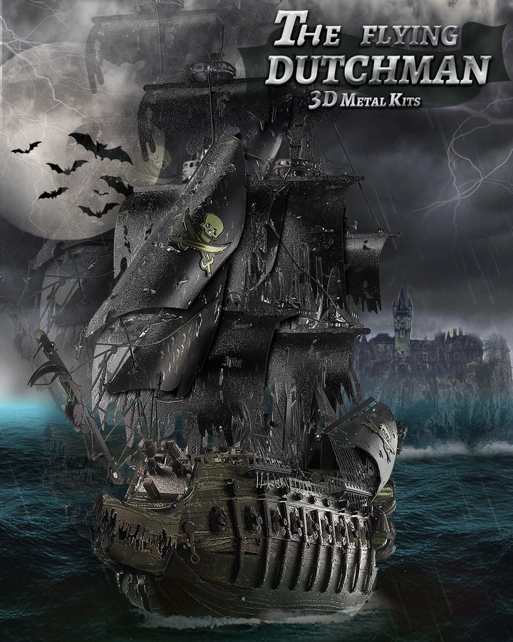 Piececool 3D Puzzle Metall, Fliegender Holländer Piratenschiff Modellbausatz Erwachsene, 3D-Puzzles