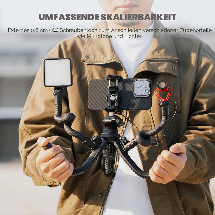 Freewell Vlogpod 3K-Stativ mit Handyhalterung, Kaltschuh-Halterung und 6,35 mm Schraube, kompatibel