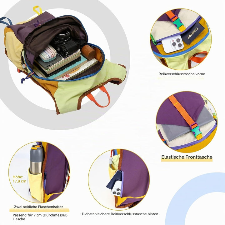 15L Wanderrucksack Kleiner Leichter Faltbarer Daypack Tagesrucksack für Wandern Reisen Camping Fahrr