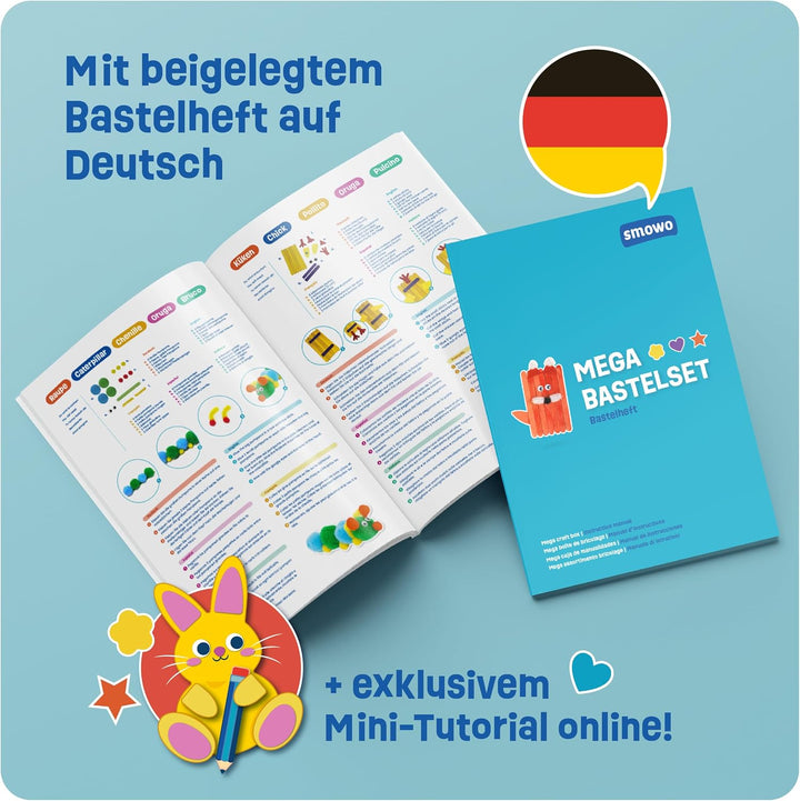 Smowo® Mega Bastelset Starterset - Bastelbox Mix - mit kreativen Bastelideen - Bunte Bastelbedarf Bo