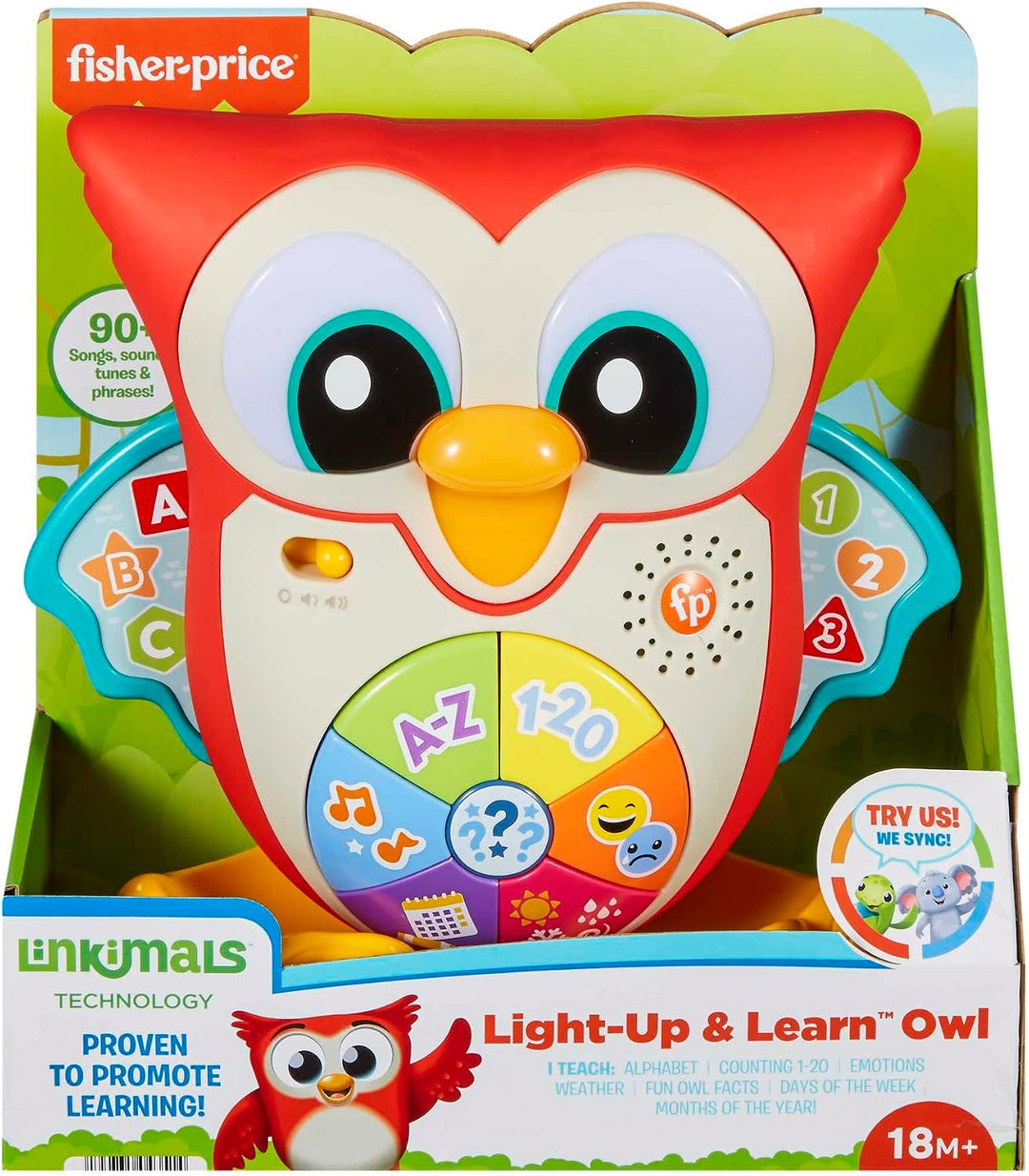 Fisher-Price - BlinkiLinkis Schlaue Eule, Französische Version, interaktives Lern-Spielzeug mit Musi