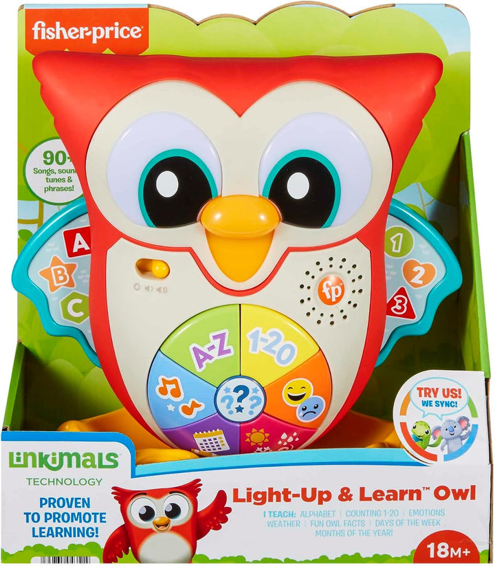Fisher-Price - BlinkiLinkis Schlaue Eule, Französische Version, interaktives Lern-Spielzeug mit Musi