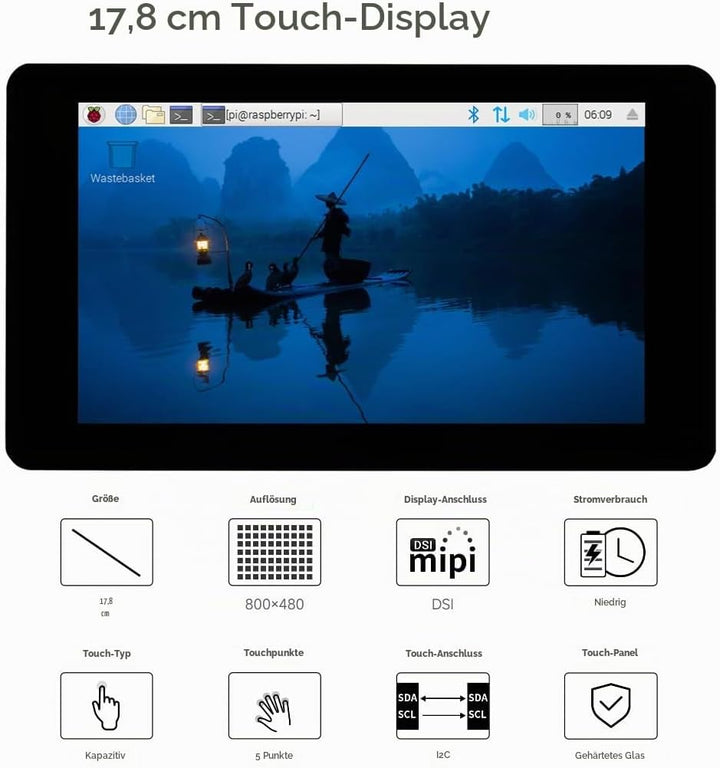 Waveshare 7inch Capacitive Touch Display for Raspberry Pi 800×480 Resolution with DSI Interface