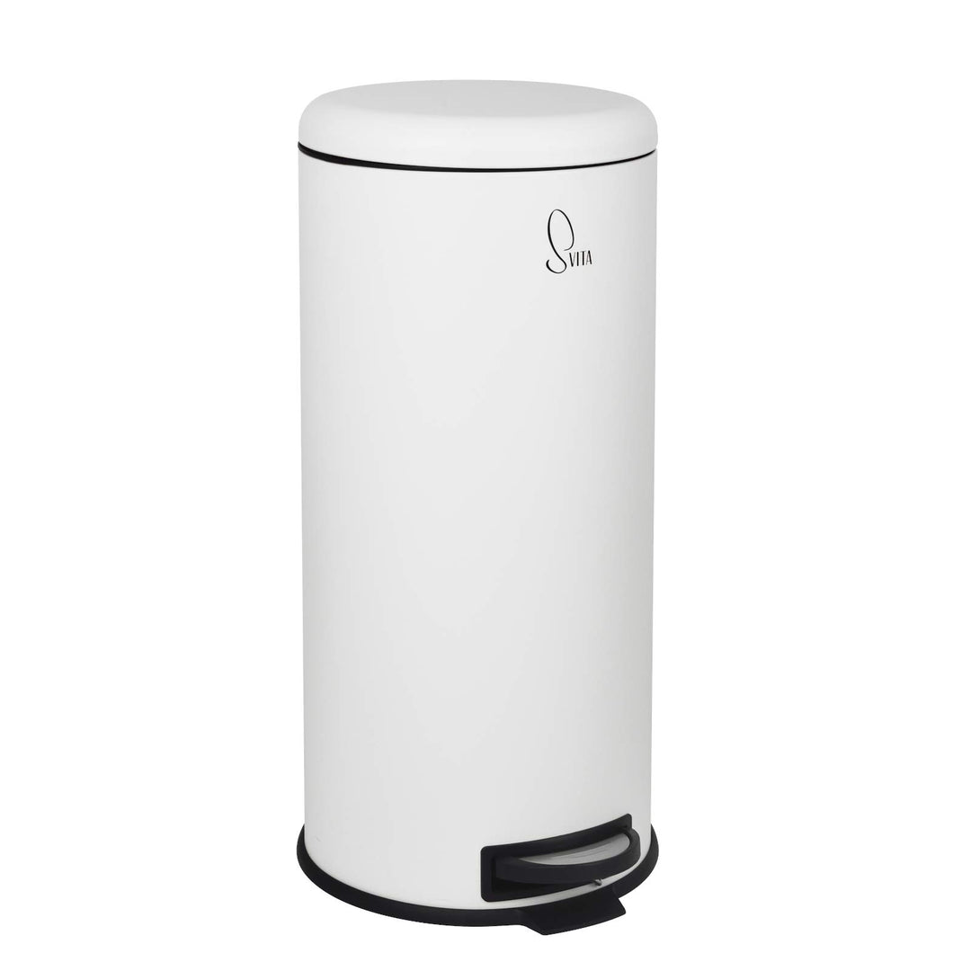 SVITA T30 Mülleimer Weiss Treteimer Abfalleimer 30 Liter inkl. Inneneimer rund, Weiss