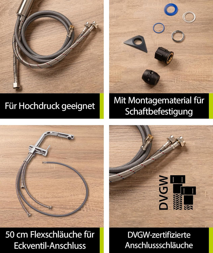 aquaSu® Spültischarmatur Naturi mit Wasserspar-Kartusche, Kosten-sparende Kaltwassermittelstellung,