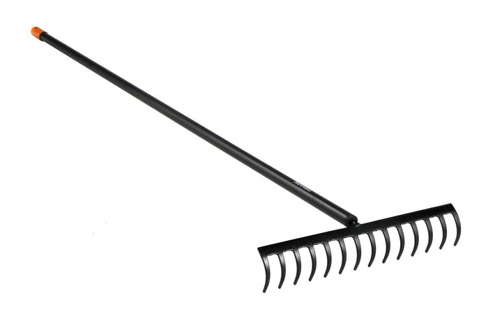 Fiskars Rechen mit 14 Zinken, Breite: 36 cm, Gehärtete Karbonstahlzinken/Aluminiumstiel, Schwarz/Ora
