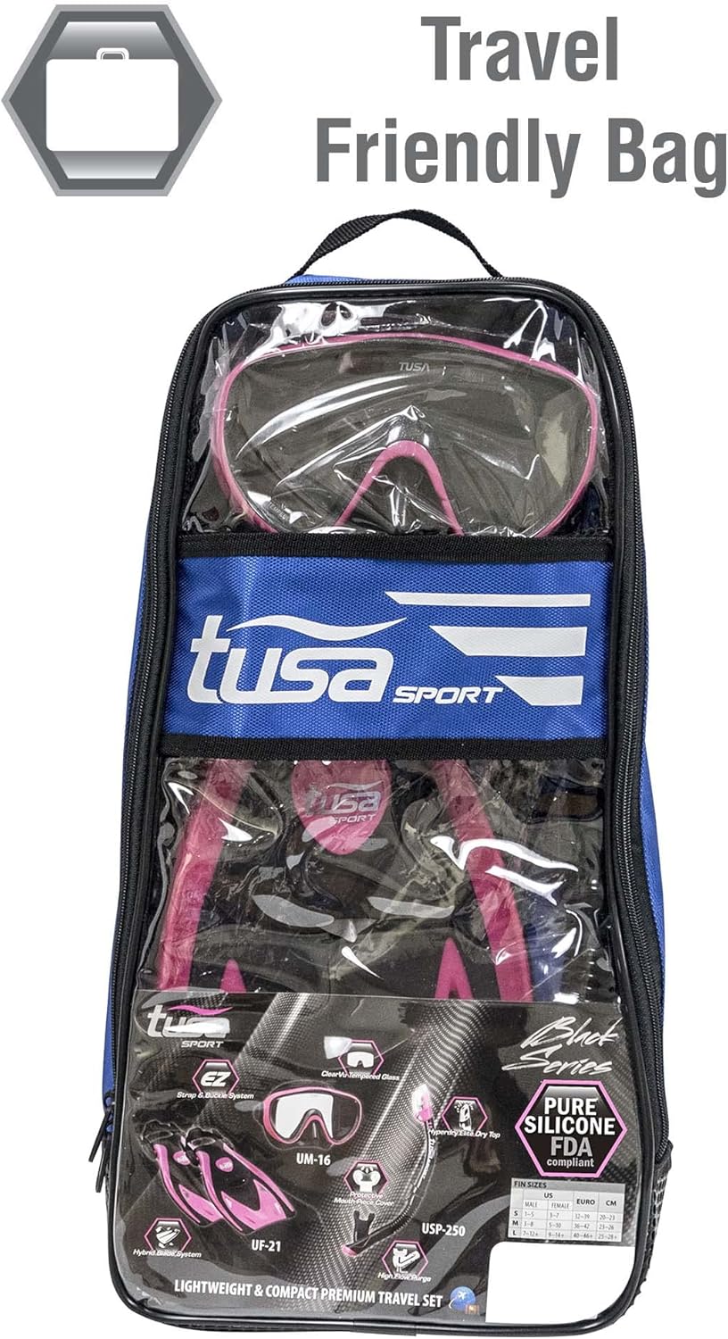 Tusa damen tauch-set Serene Maske ventil-schnorchel kurzen flossen schwarz / pink