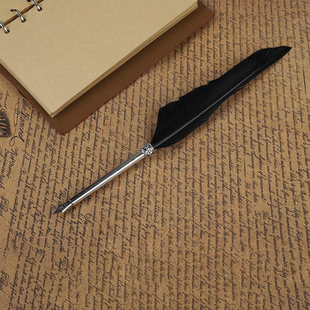 FVLFIL Retro Leder Notizbuch mit Feder Dip Pen, Retro Reisende Notebook Vintage Antik Füllfederhalte