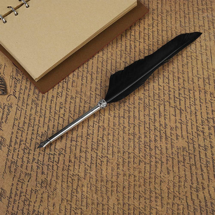 FVLFIL Retro Leder Notizbuch mit Feder Dip Pen, Retro Reisende Notebook Vintage Antik Füllfederhalte
