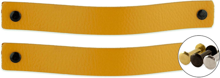 Brute Strength - Ledergriffe für Möbel - Ockergelb - 12 Stück - 20 x 2,5 cm - Schrankgriff, Türgriff
