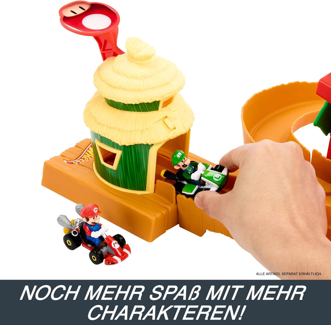Hot Wheels Super Mario Bros. - Dschungel-Königreich Rennstrecke Spielset inklusive Mario Die-Cast-Sp