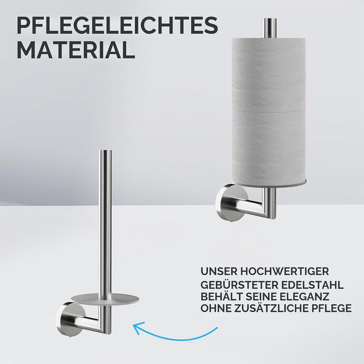 Ersatzrollenhalter Skodsbol Silber zum Bohren | aus Edelstahl und Glas | Toilettenpapier Rollen Aufb