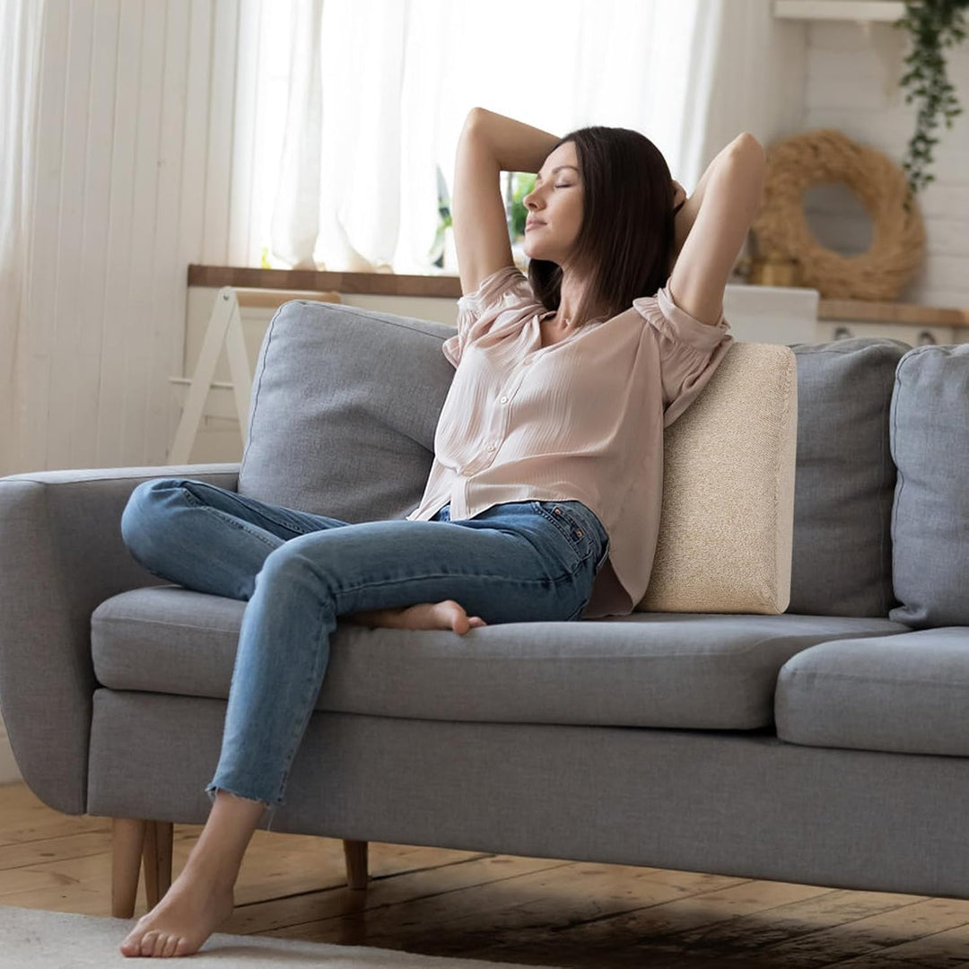 GOFORIT Ergonomisches Rückenkissen für Sofa &amp; Sessel - Zweilagiges Memory-Schaum Lendenkissen mit fe