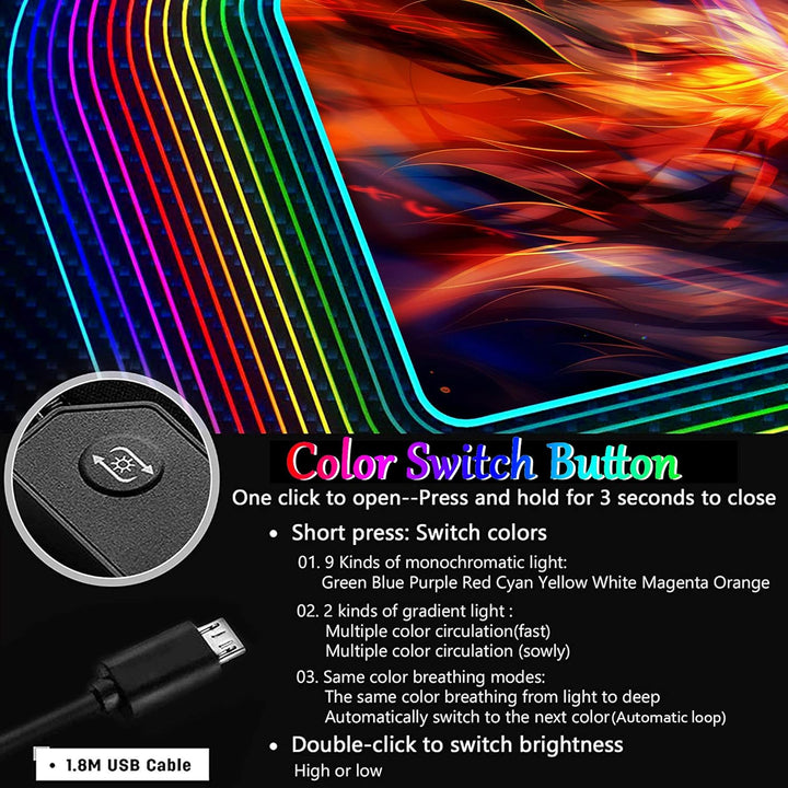 DORRISO Neu Gaming Mauspad Grosses RGB 900x400x3 mm XXL LED Schreibtischunterlage Wasserdicht Anti R