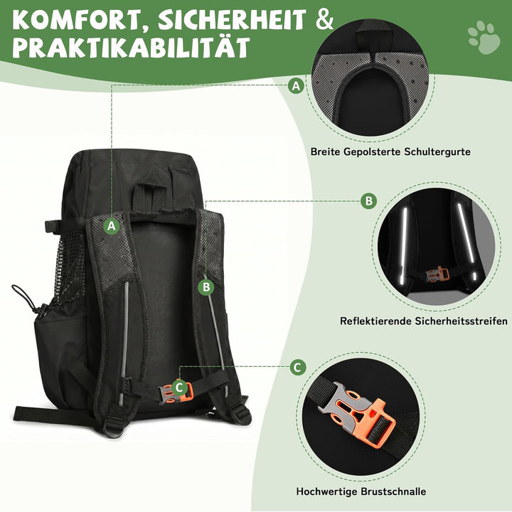 ALLSOPETS Hunderucksack Tragetasche Verstellbar für Kleine Mittelgrosse Hunde, Haustier Rucksack zum